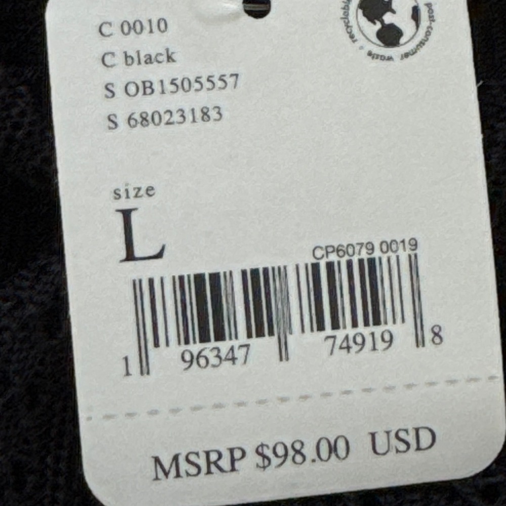 Free People Black Sheer Knit Long Sleeve Top‎ Lightweight Layering Size L - Picture 8 of 10
